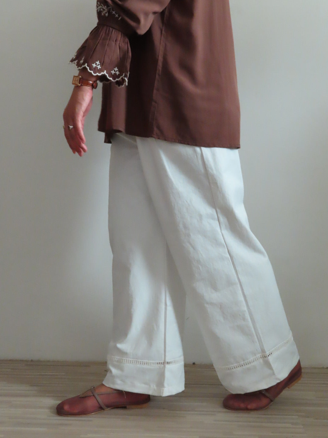 Lace Hem Boyfriend Pants