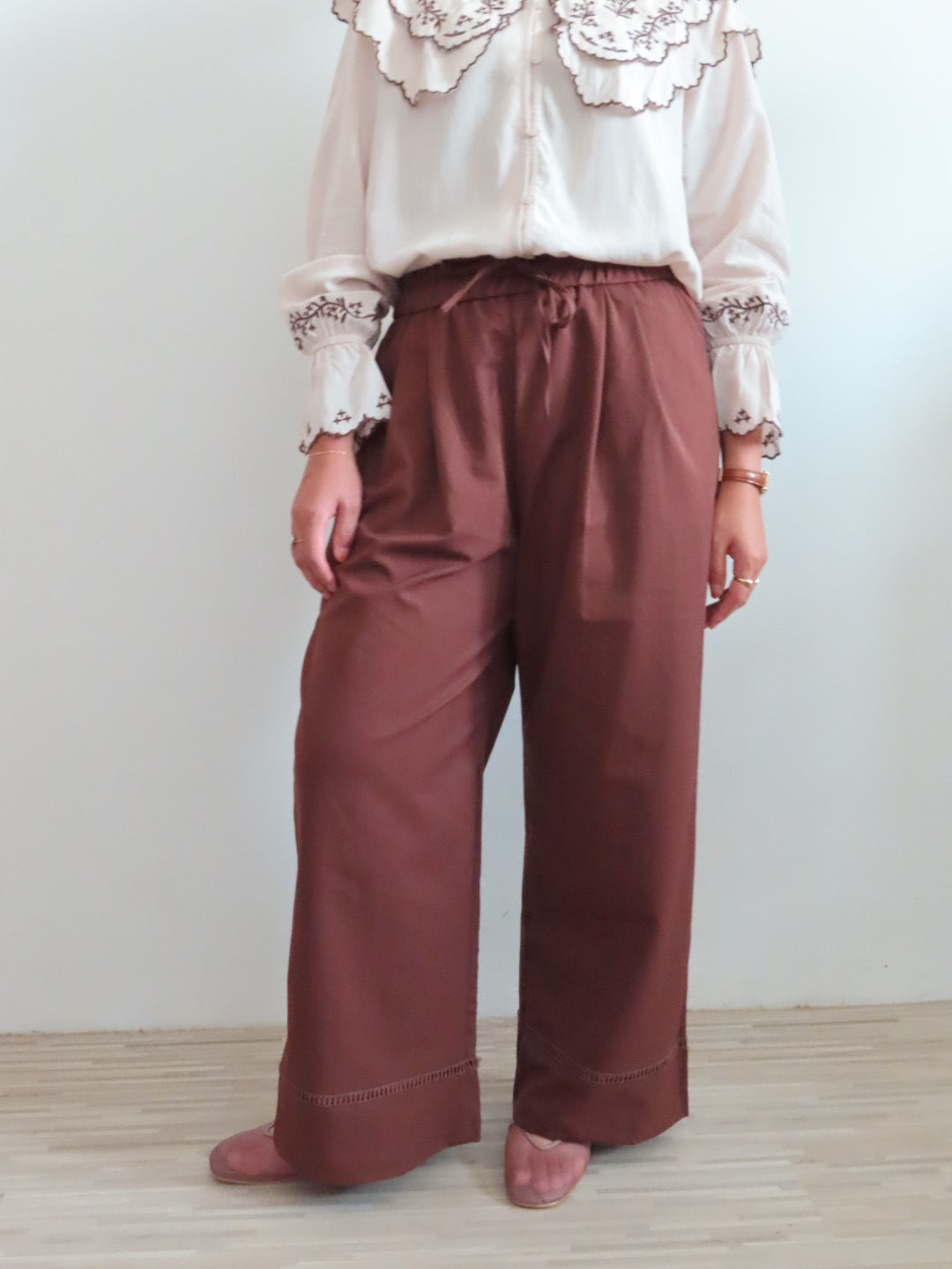 Lace Hem Boyfriend Pants