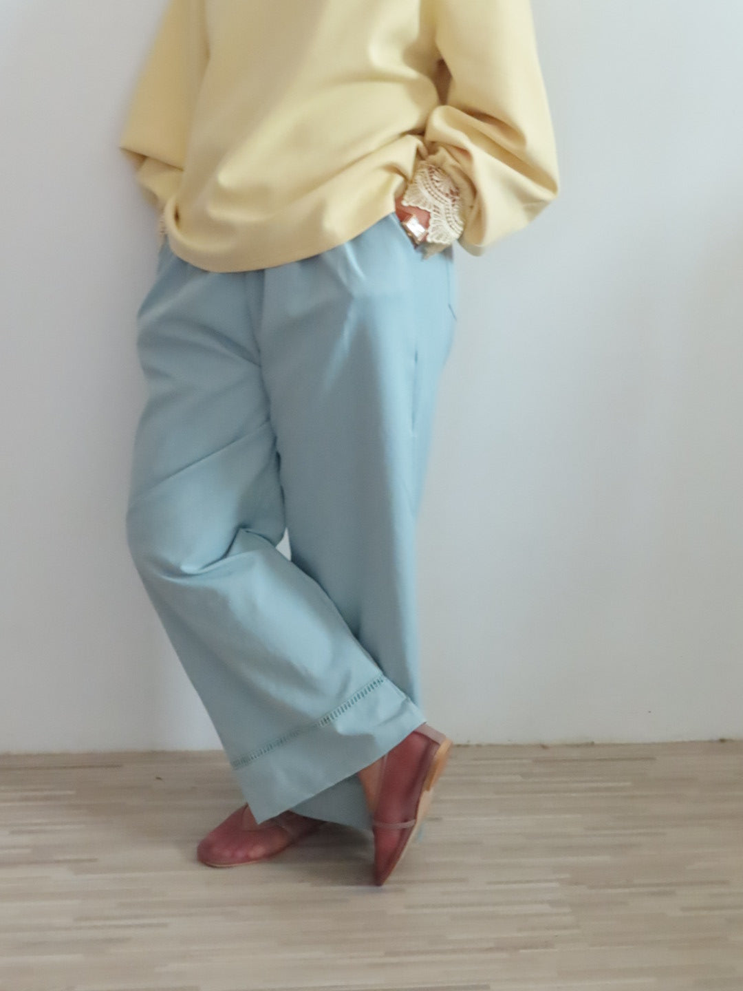 Lace Hem Boyfriend Pants