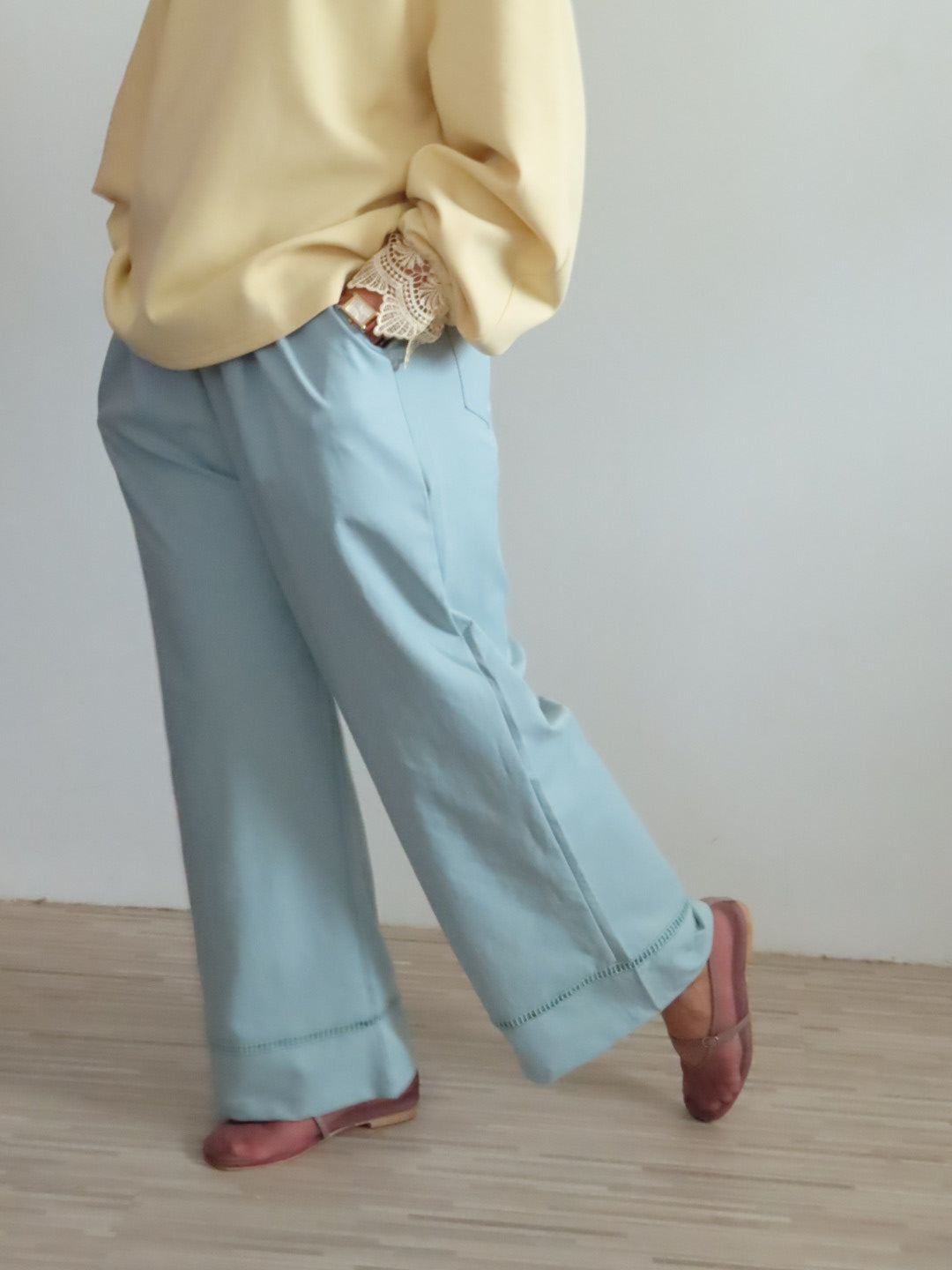 Lace Hem Boyfriend Pants