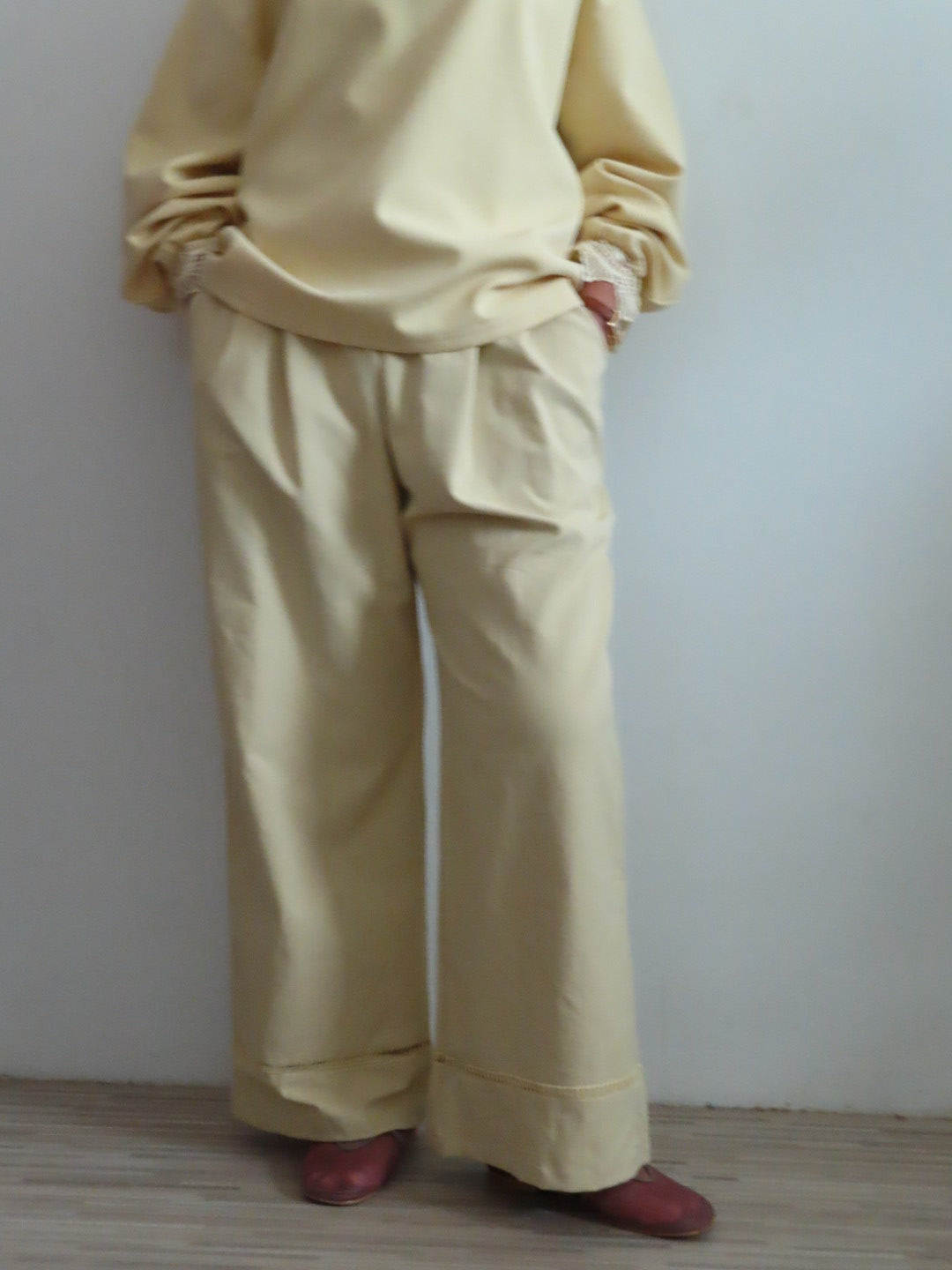 Lace Hem Boyfriend Pants