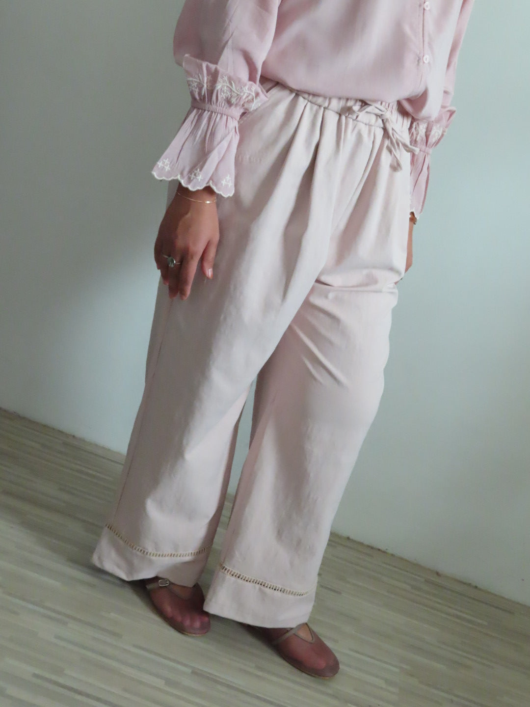 Lace Hem Boyfriend Pants