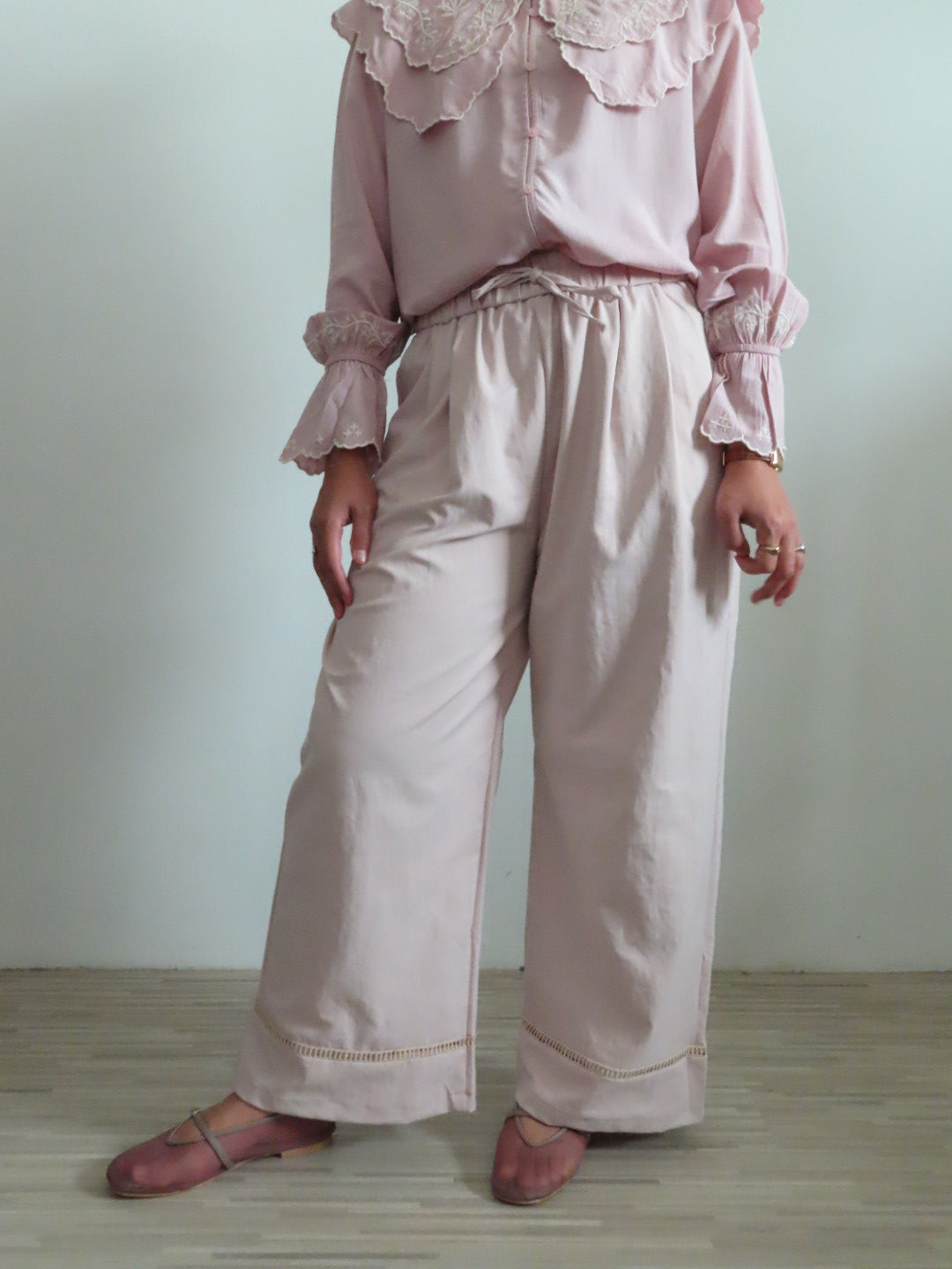 Lace Hem Boyfriend Pants