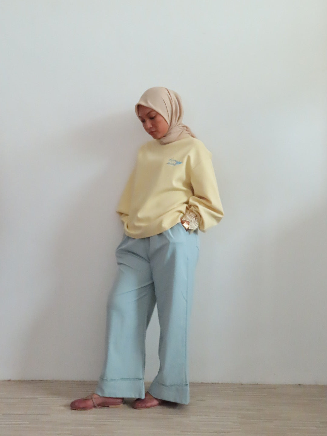 Lace Hem Boyfriend Pants