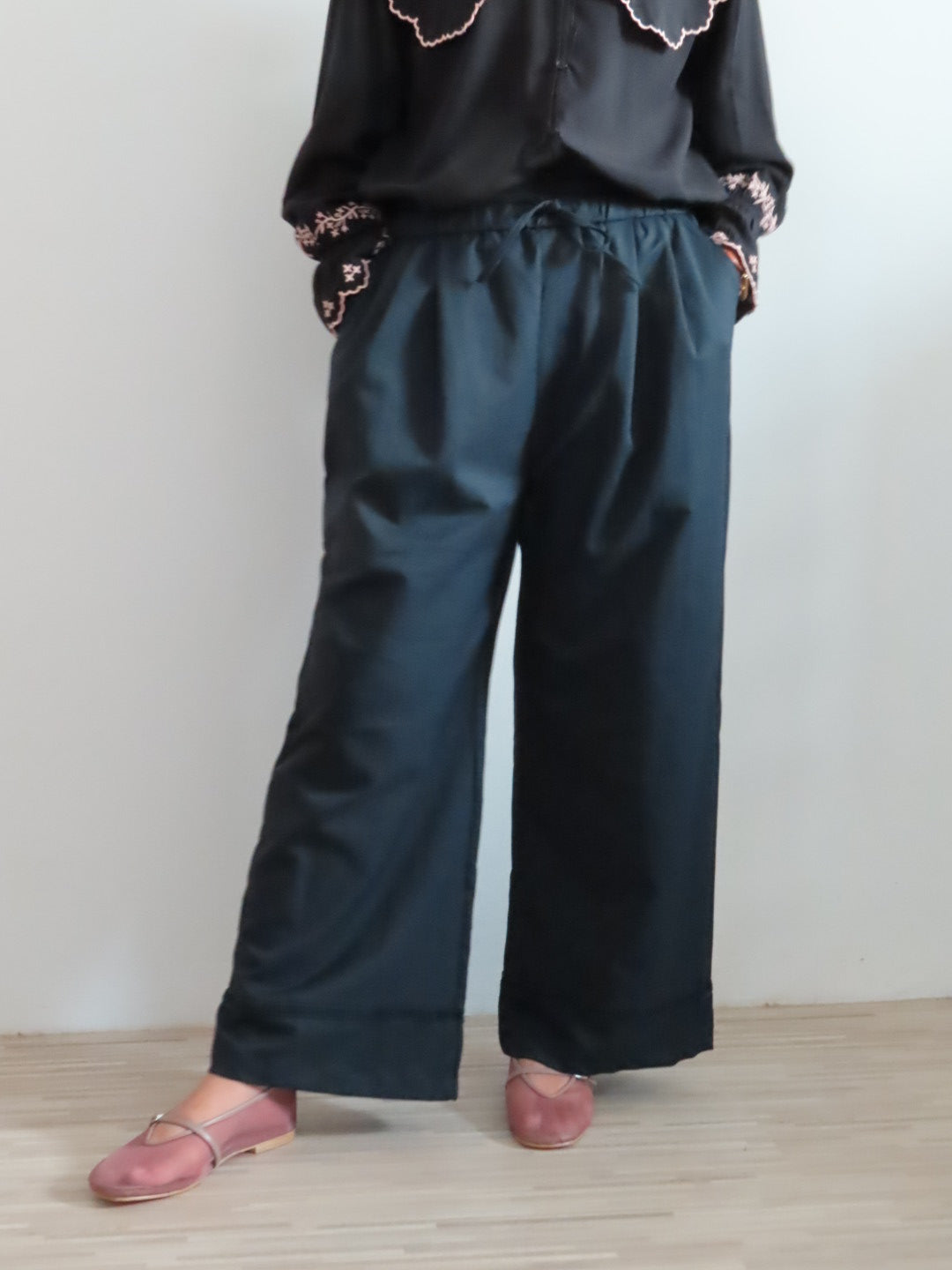 Lace Hem Boyfriend Pants